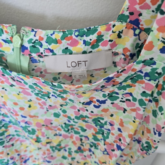 LOFT Multicolor Confetti Midi Dress Size 12 Casual Feminine Boho Spring Summer - Picture 4 of 7